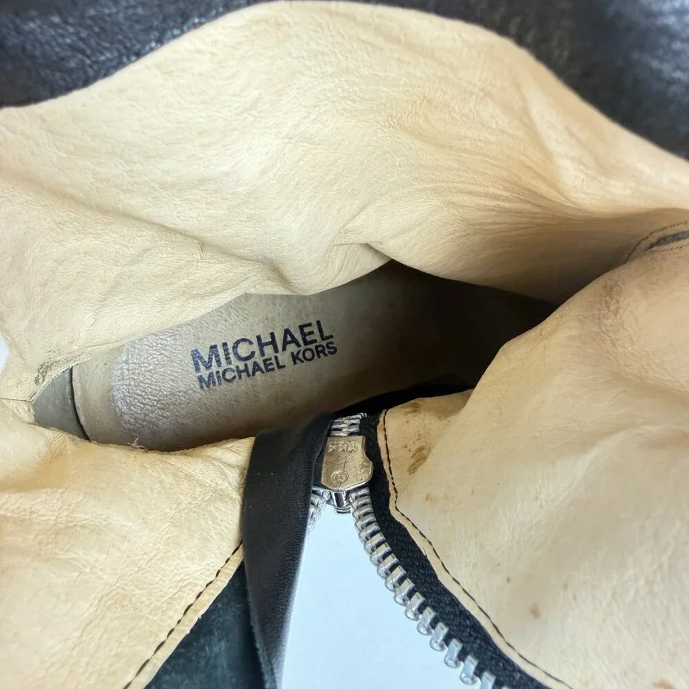 MICHAEL Michale Kors Black Leather High Heel Ankle Boots